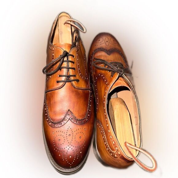 MAGNANNI Tormo Cognac Leather Wingtip Derby Shoe - Picture 4 of 11